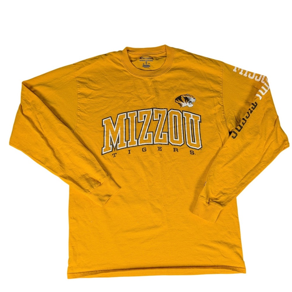 Champion Missouri Tigers Mizzou Long Sleeve T-Shirt Gold Mens NCAA Collegiate